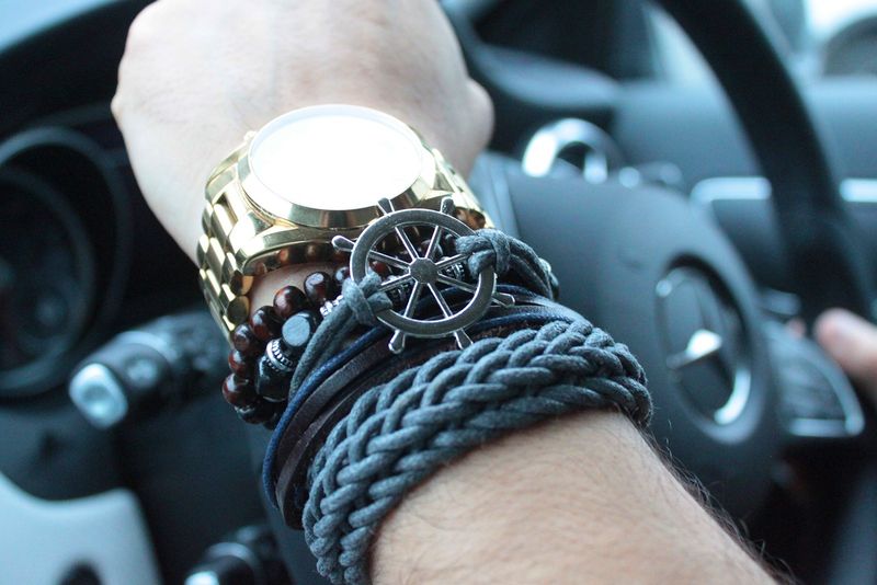 Set de Bracelet pour Homme - Vert & Naturel (assortis)