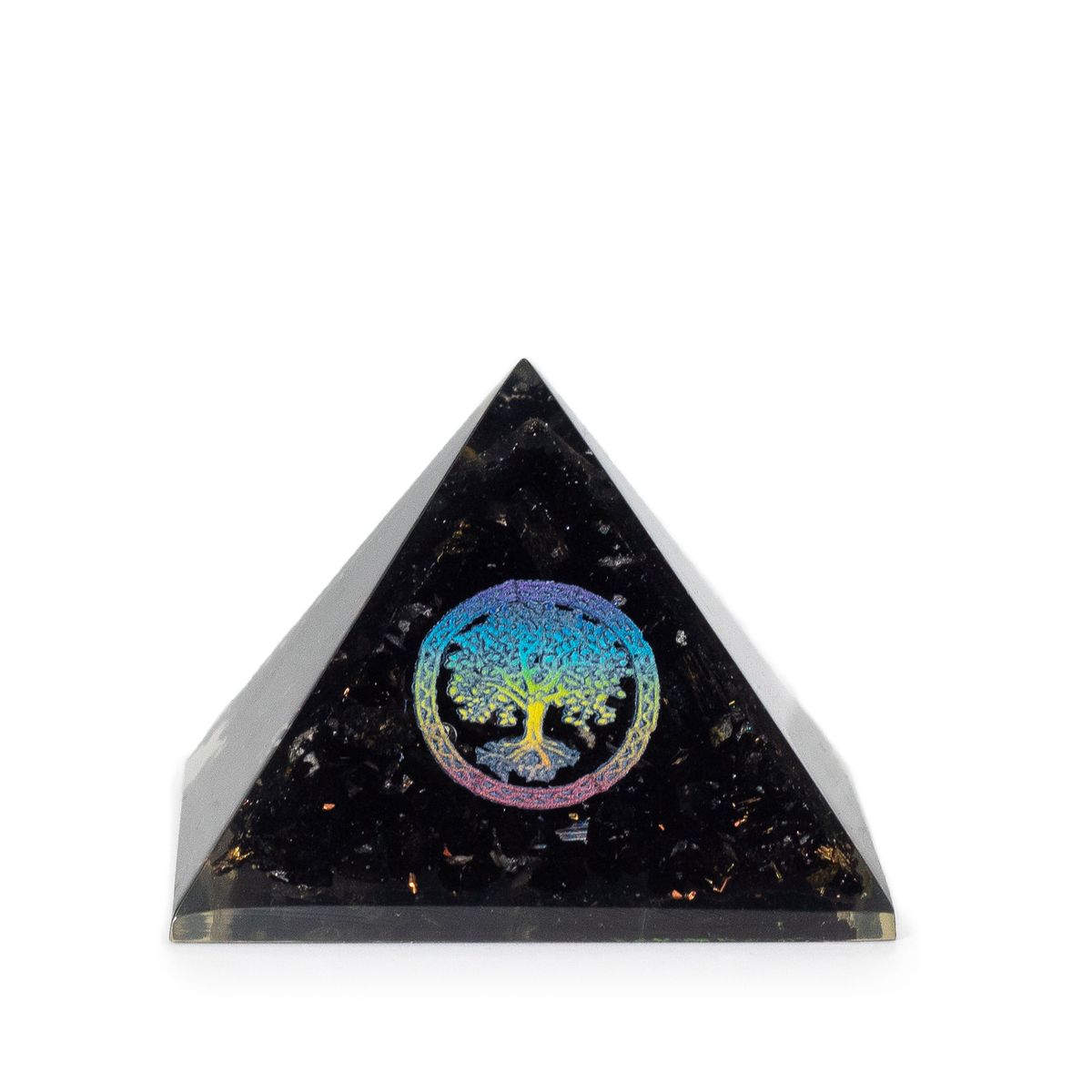 Pequenas pirâmides de orgonita 5,5x4,5 cm - Árvore da Vida - Pedaços de turmalina preta