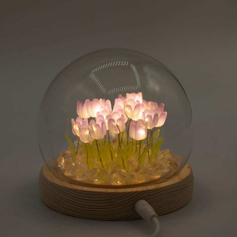 Градински купол с флорално сияние - 20 лалета - LED USB