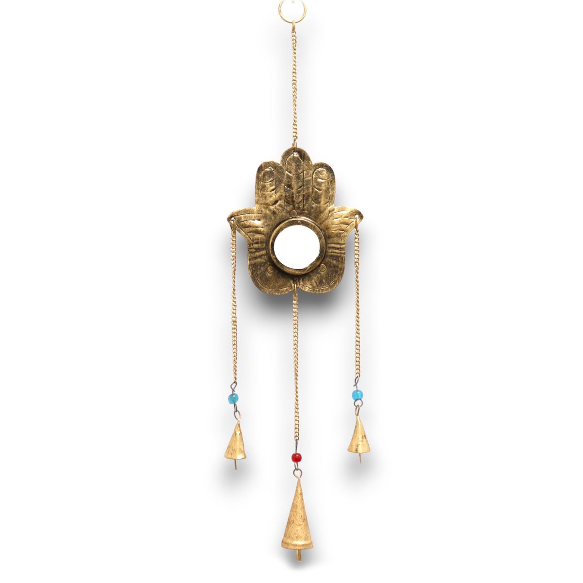 Sinos Indianos Hamsa Pequenos - Espelho 3 Sinos - 14x55cm