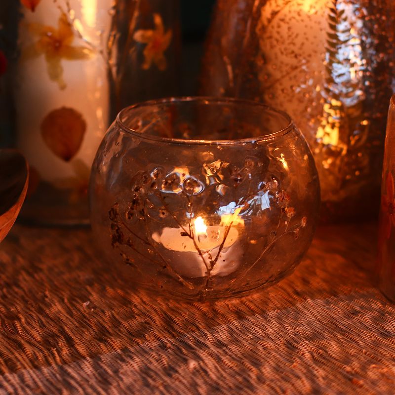Natural Floral Glass - Bowl Candle Holder - Daisy - (8x10cm)