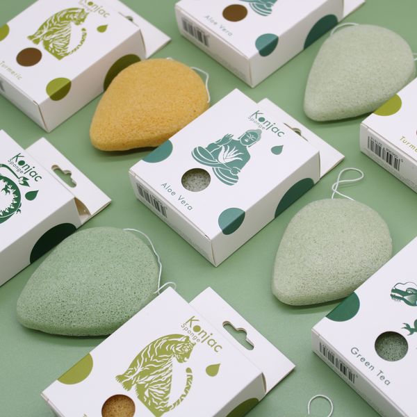 Éponge Konjac Goutte - Thé vert - Protectrice