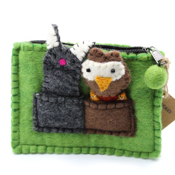 Pochette avec marionnettes à doigt - Hibou & Chat