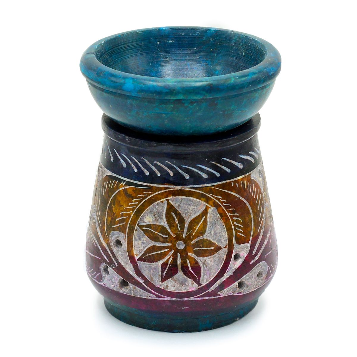 Pequeno queimador de óleo de esteatita colorida 8 cm - Flor