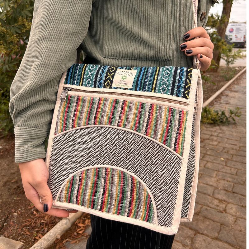 Sac Messager en Chanvre pour Ordinateur Portable - Courbes