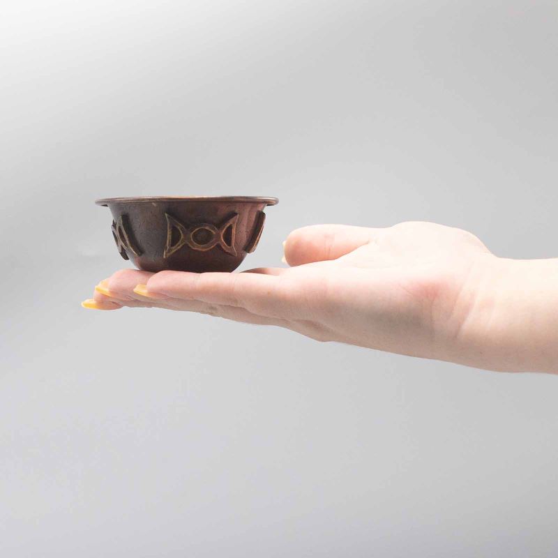Bol Rituel Antique en Cuivre avec Triple Lune 8x4cm