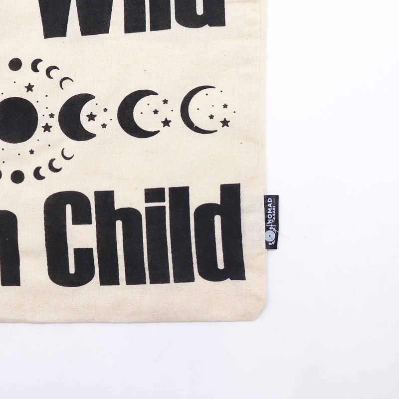 Iconic Basic Tote Bag - Stay Wild, Moon Child - (40x36cm) - Natural 4oz