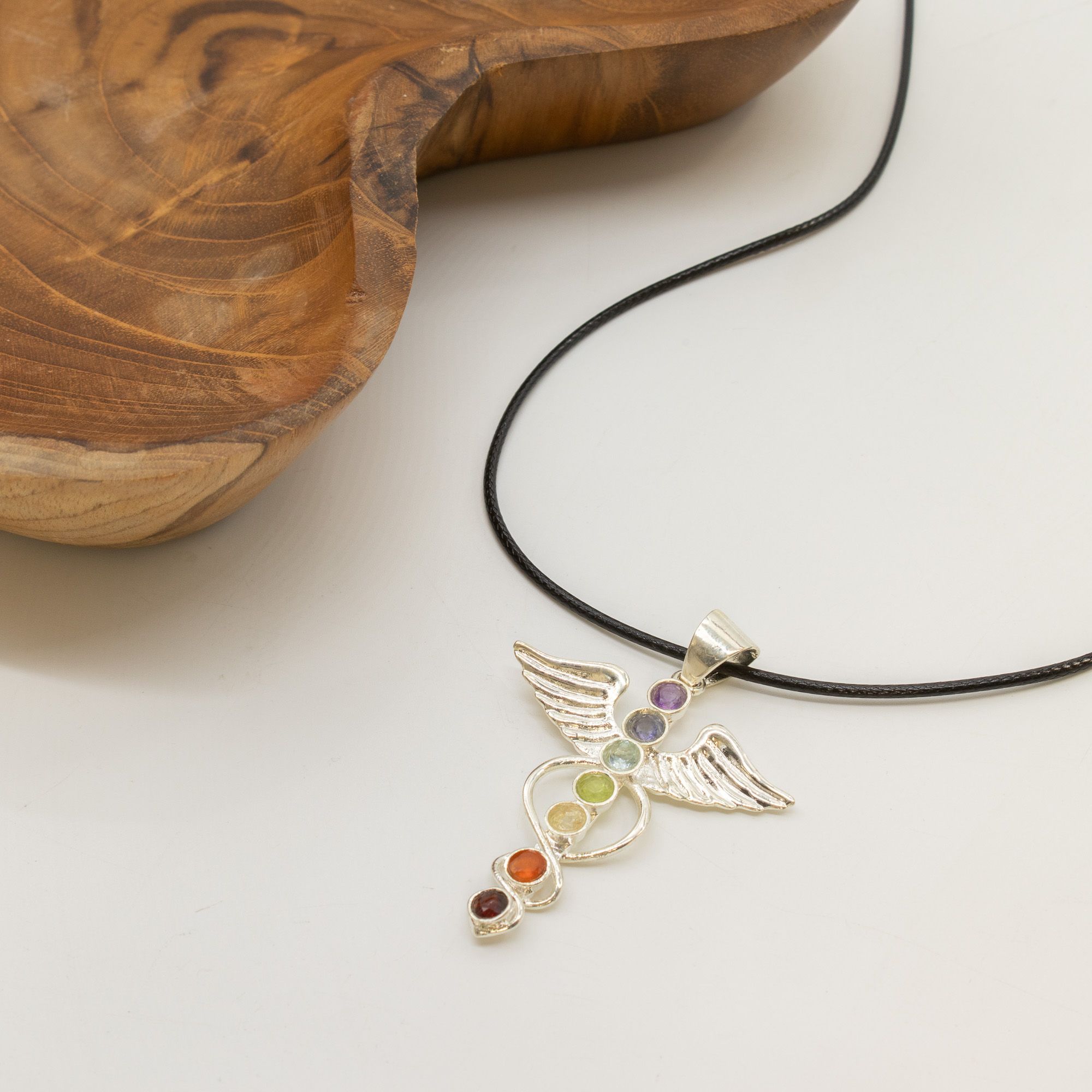 Devotional Pendant - Silver Plated (45cm Cord)- Angel Chakra