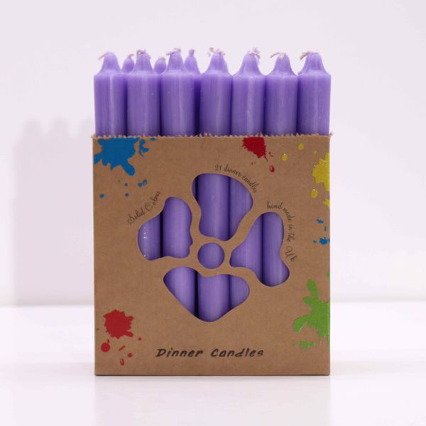 Solid Colour Dinner Candle Set - Pack of 21 - Rustic Lilac