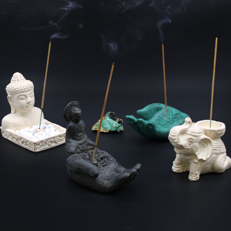 Brûleur d'Encens & Bougeoir Éléphant (Crème)