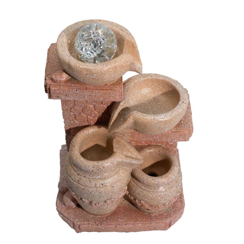 Fonte de Água de Mesa -19x14x27cm - Potes em Cascata Estilo Mediterrâneo