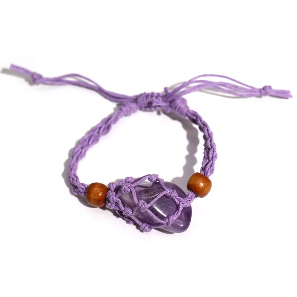 Bracelet en cordon pour  pierres précieuses 20-28 cm/7,8-11 pouces - Violet