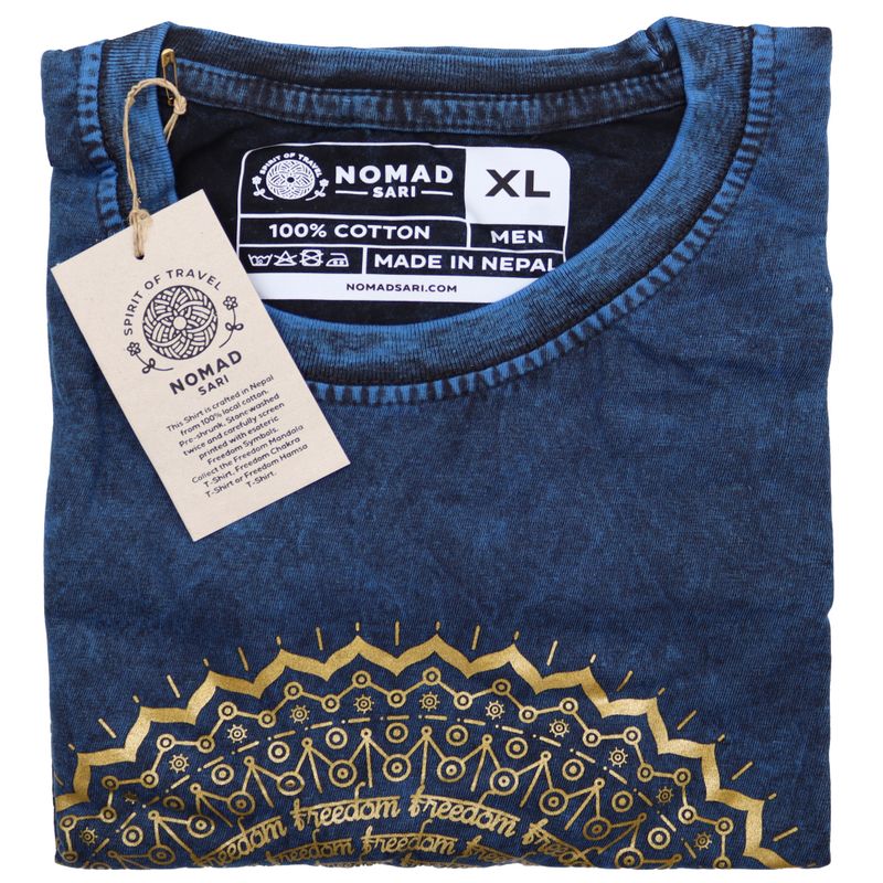 Extra Velké Stone Washed Tričko - Mandala - Modré