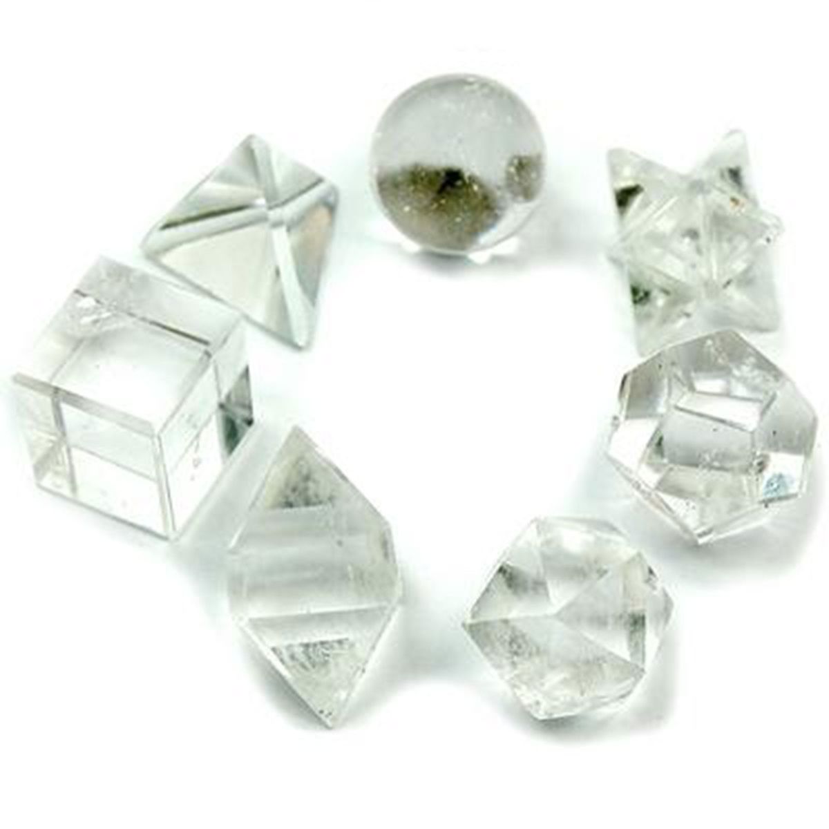 Conjunto geométrico de sete peças de cristal