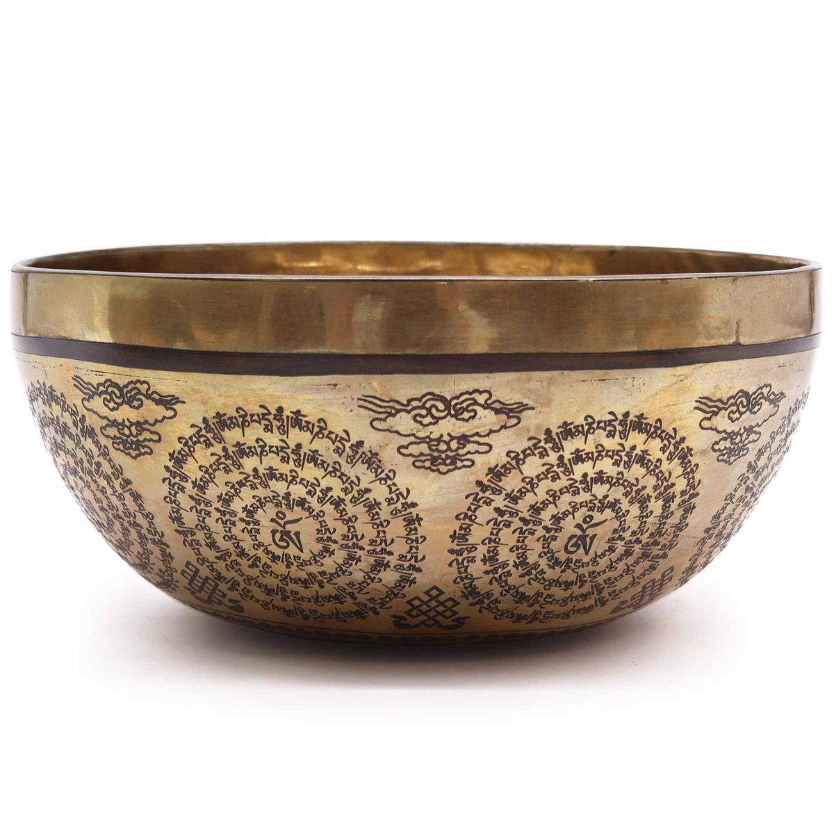 Taça Tibetana Curativa Gravada - 21 cm - Om e Buda