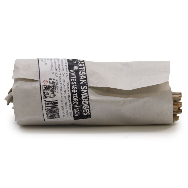 Batonnets de Sauge avec Emballage Kraft - Torche de Sauge Blanche 10cm