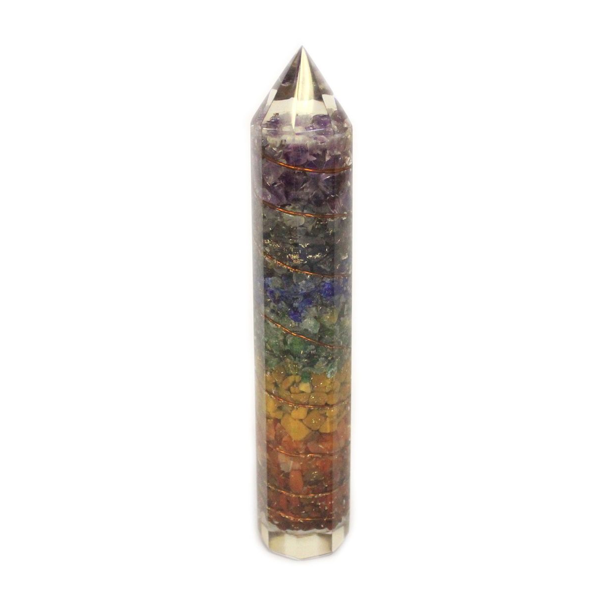 Orgonite-Água- 15 cm esculpida com cobre e pedras preciosas