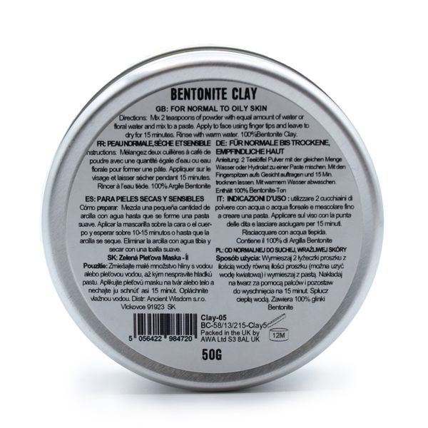 Masques pour visage en argile Bentonite 80g