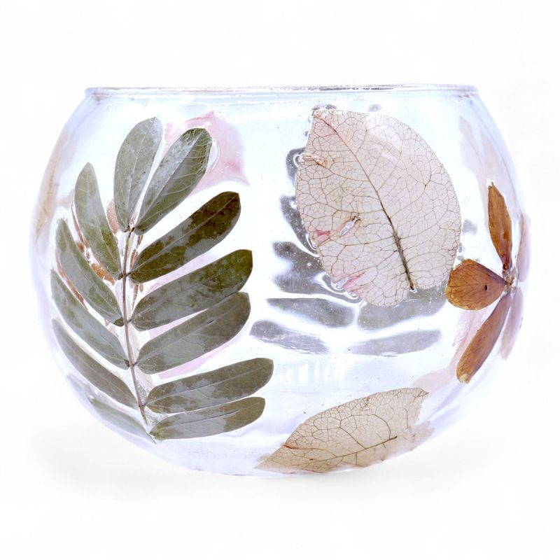 Natural Floral Glass - Bowl Candle Holder - Spring - (8x10cm)
