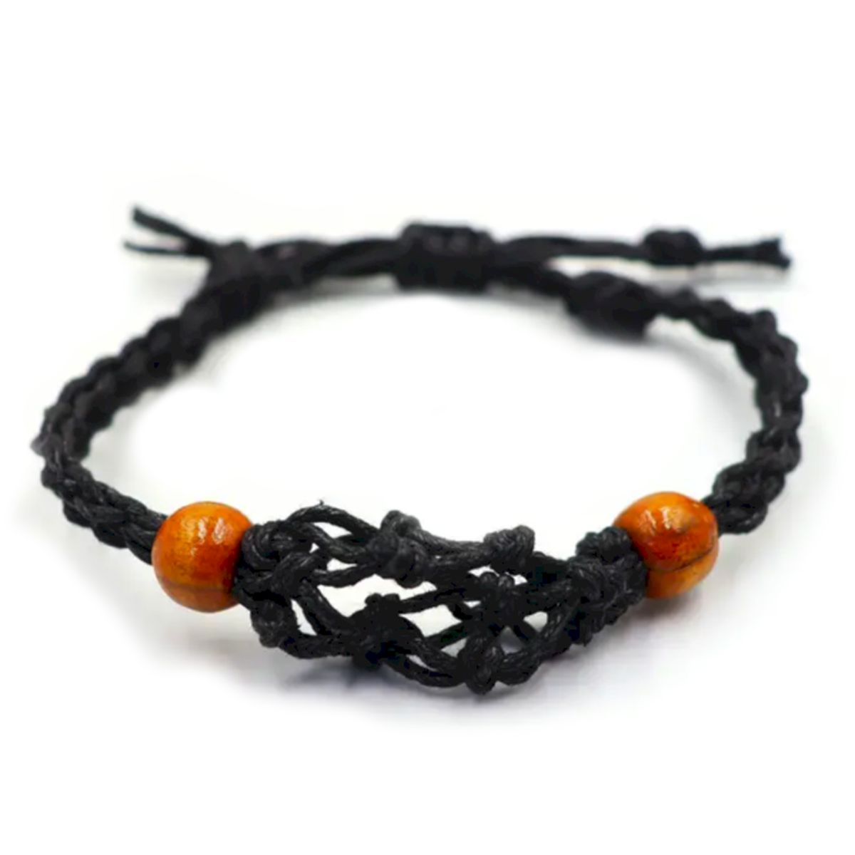 Pulseira de macramé para pedras preciosas 20-28 cm - Preto