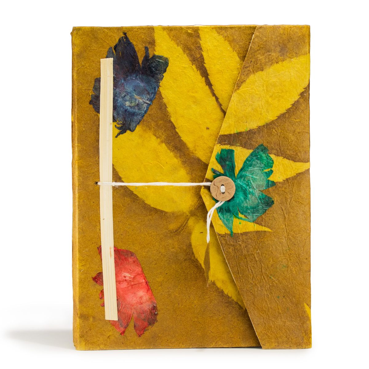 Caderno Lokta Bold Floral – Grande (21x15 cm) – 45 folhas – Inclui marcador de páginas – Azeitona