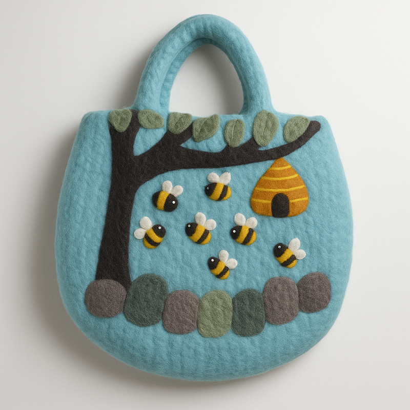 Sac en Feutre Arbre & Ruche - 35x27cm