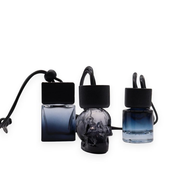 Black - Car Diffuser Hanging Bottles - 8ml - (3 assorted designs x 4)