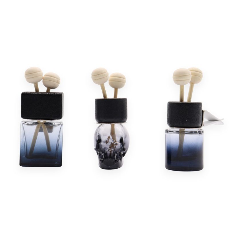 Svarta Diffusorflaskor till Bilen - till Ventilationsutblås – 8ml (3 olika designer x 4)