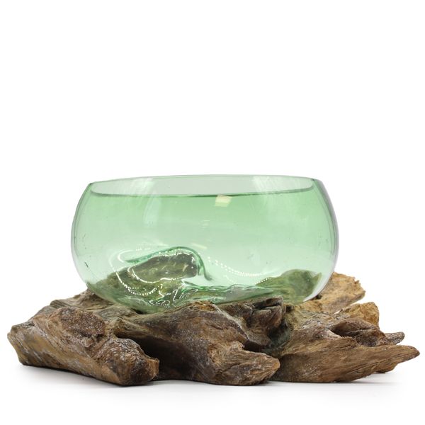 Vidro Reciclado em Madeira - Tigela Larga