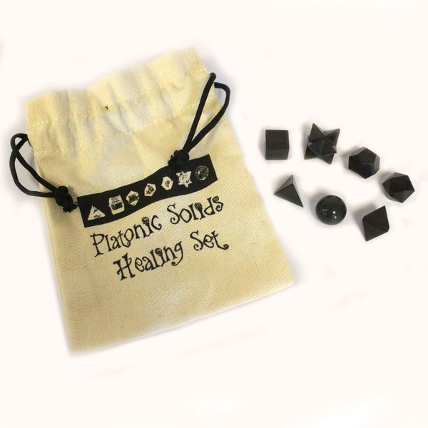 Conjunto Geométrico de Ágata Negra com Sete Peças