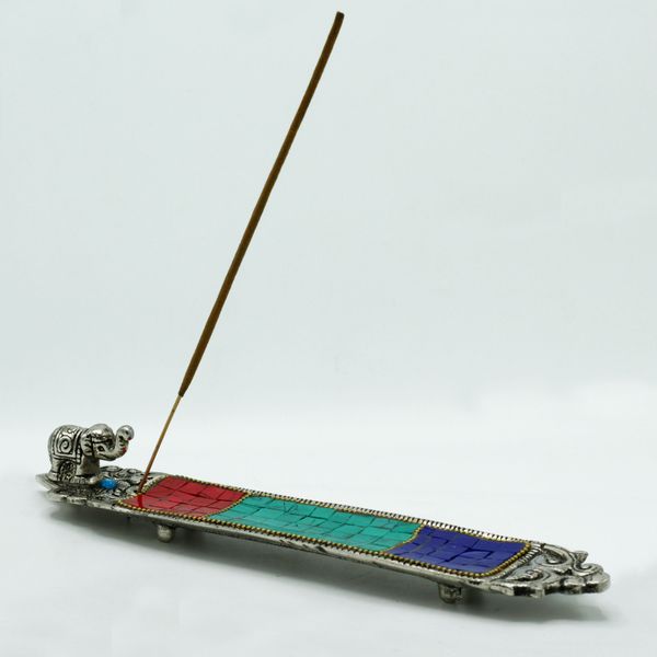 Porte-encens tibétain long éléphant