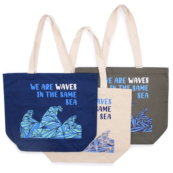 Printed Cotton Bag - We are Waves - Blue