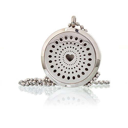 Colar difusor de aromaterapia 30 mm - Coração de diamantes