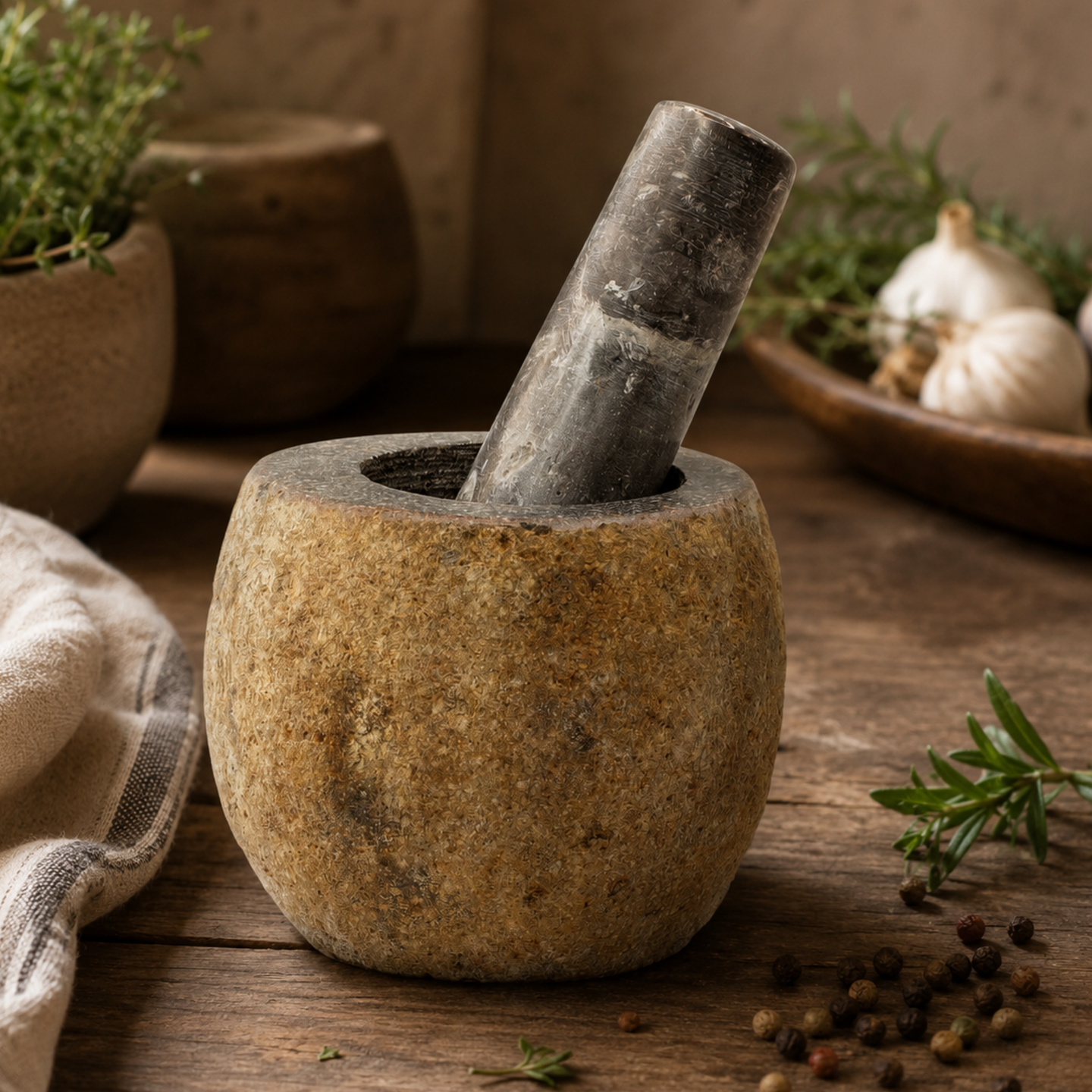 Natural Riverstone Pestle & Mortars