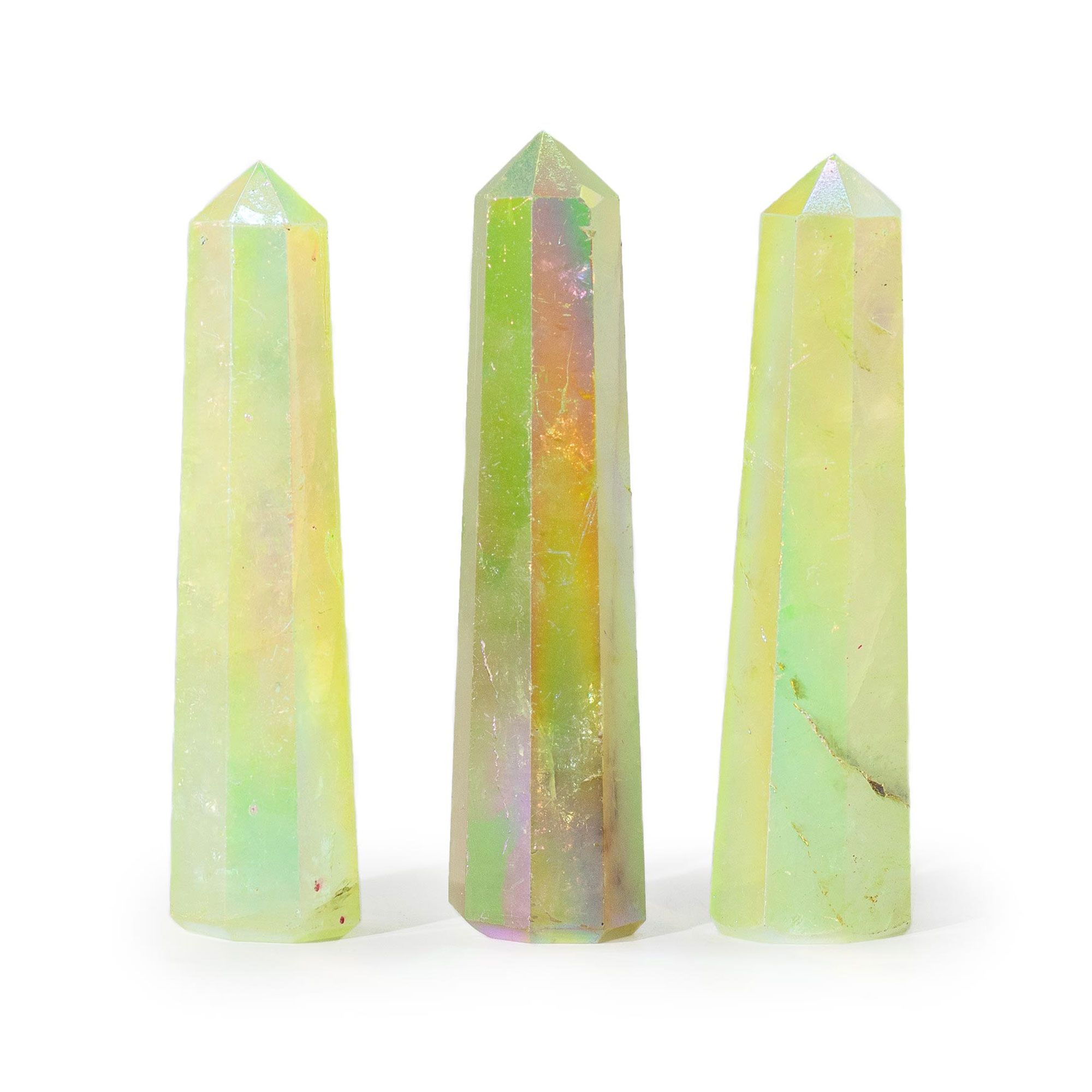 Aurora Crystal Quartz Obelisk 9cm - Pale Green Iridescent