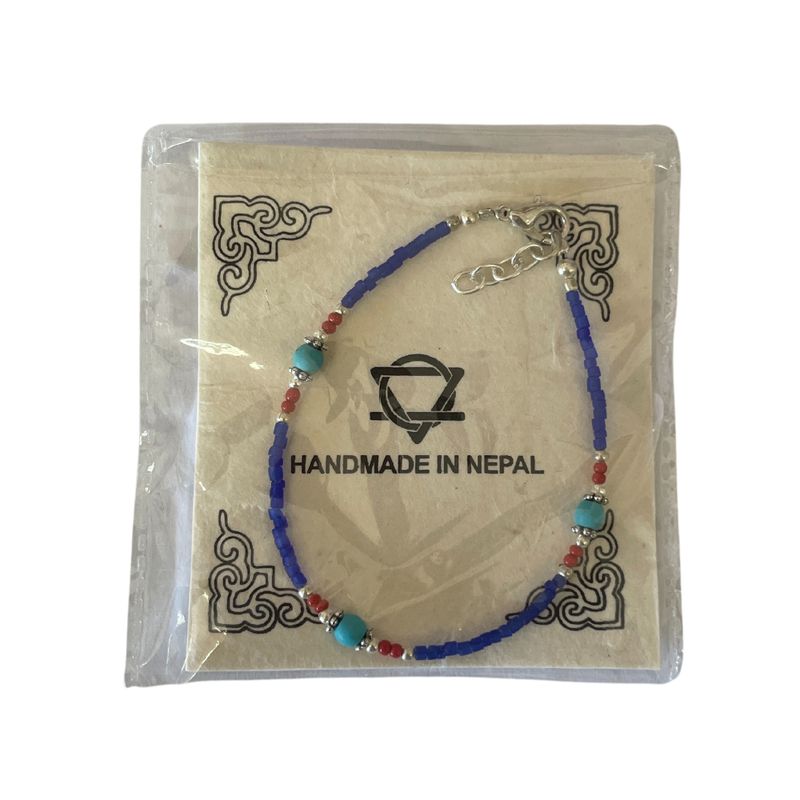 Bracelet Népalais en Pierre Extra-Fine - Onyx Bleu