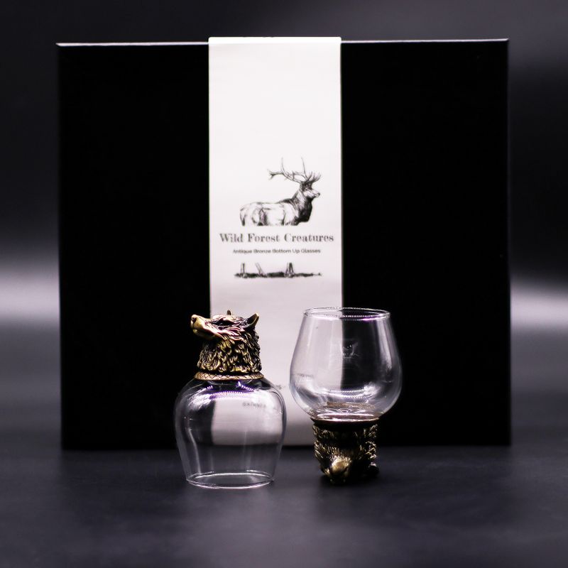 Gift Set of 6 Bottom Up Glasses (100ml) - Wild Forest Creatures