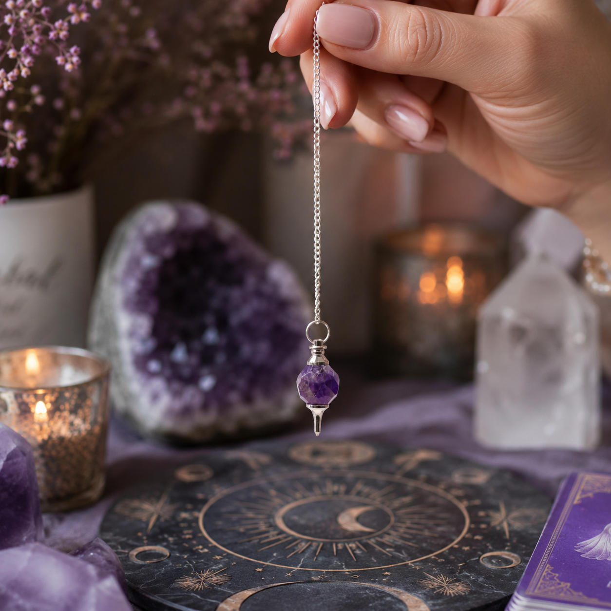Faceted Gemstone Pendulum - Amethyst