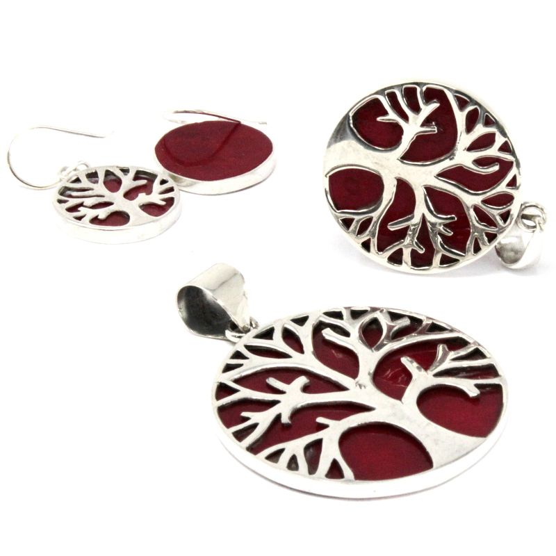 Baum des Lebens Silber Anhänger 30mm - Coral Effect
