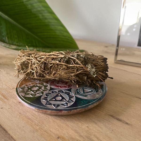 Porte-Encens Disque en Stéatite 10 cm - Sept Chakras