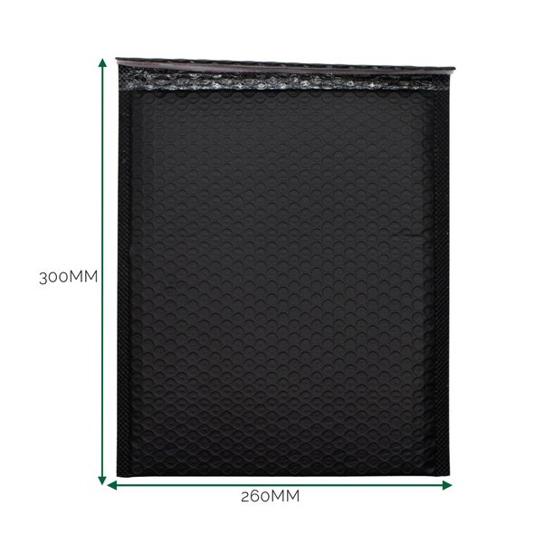 Sobre de burbuja de polietileno negro (260x300+40mm)