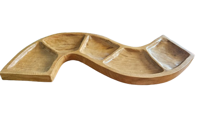 Taça de madeira de teca - Forma de cobra (aprox. 55 cm)