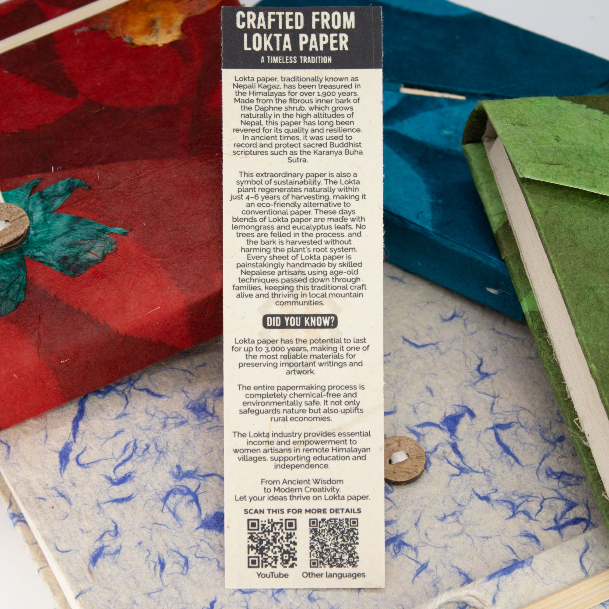 Stor Lokta Anteckningsbok - Stora Blommönster  (21x15cm) - 45 blad - inkl. bokmärke - Mossgrön