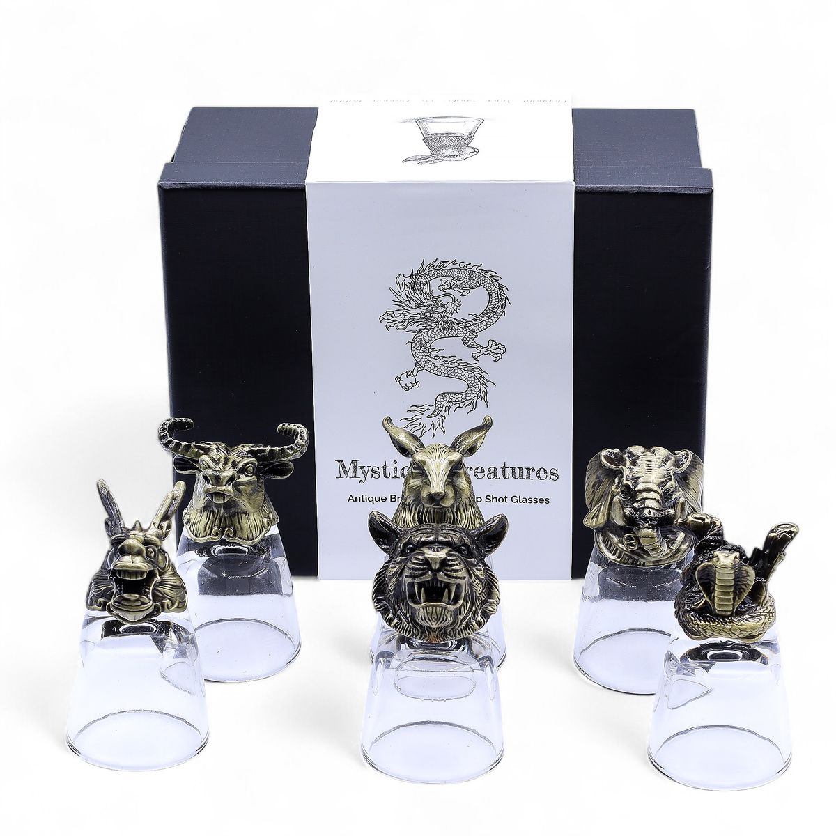 Conjunto de oferta de 6 copos de shot (50 ml) - Criaturas Selvagens da Floresta - Bronze Antigo