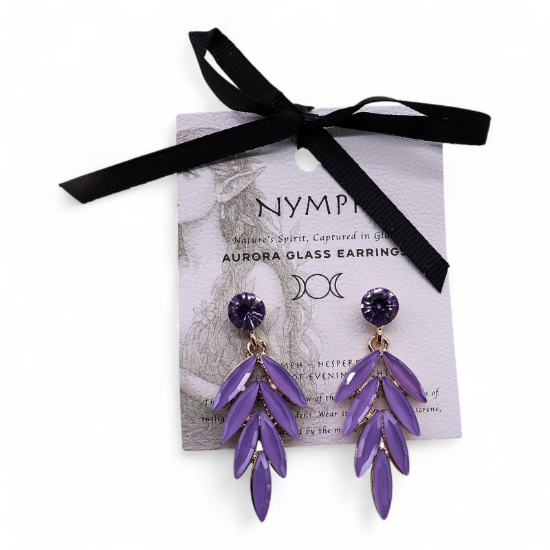 Nymph Aurora Сережки Скляні Довгі - Феї - Лавандові