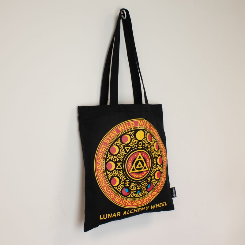 Культова Базова Сумка-тоут Чорна (40x36 см), 6 oz - Luna Alchemy Wheel