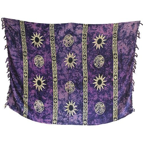 Sarongs Celtiques de Bali - Symboles du Soleil (4 Couleurs Assorties)