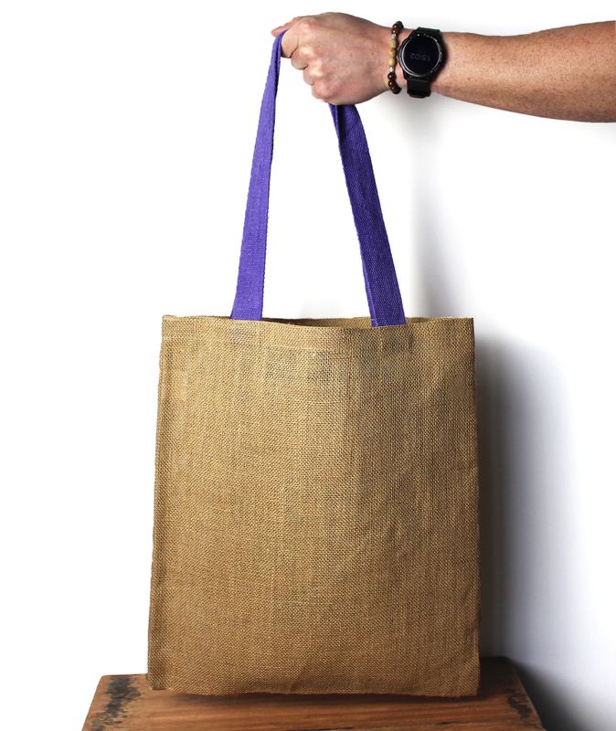 Grand Sac à Main en Jute -5 Poignées de Couleurs Assorties
