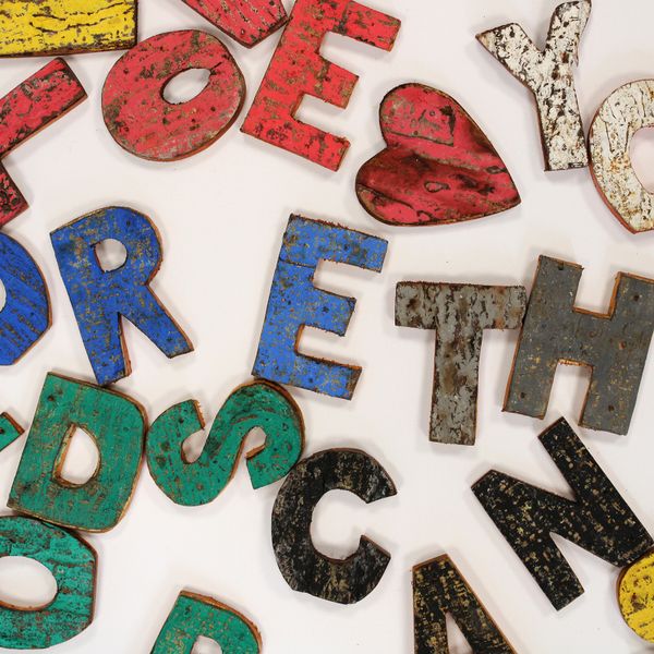 Colour Rustic Bark Letters - I love you more than words can say(28)