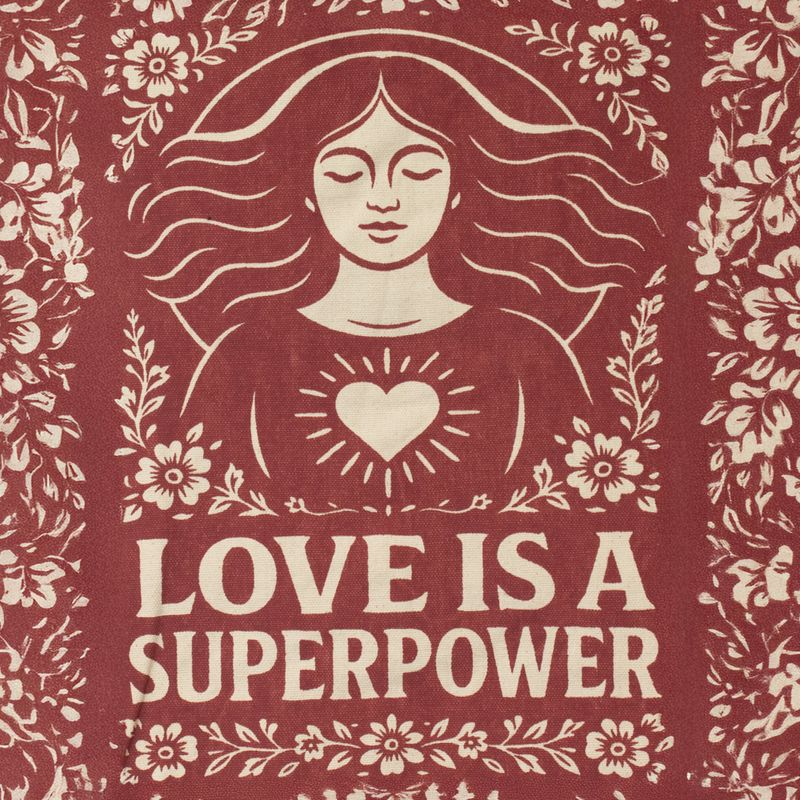 Iconic Toni Tote Bag - Love is a Super Power (41x31cm) - Natural 10oz